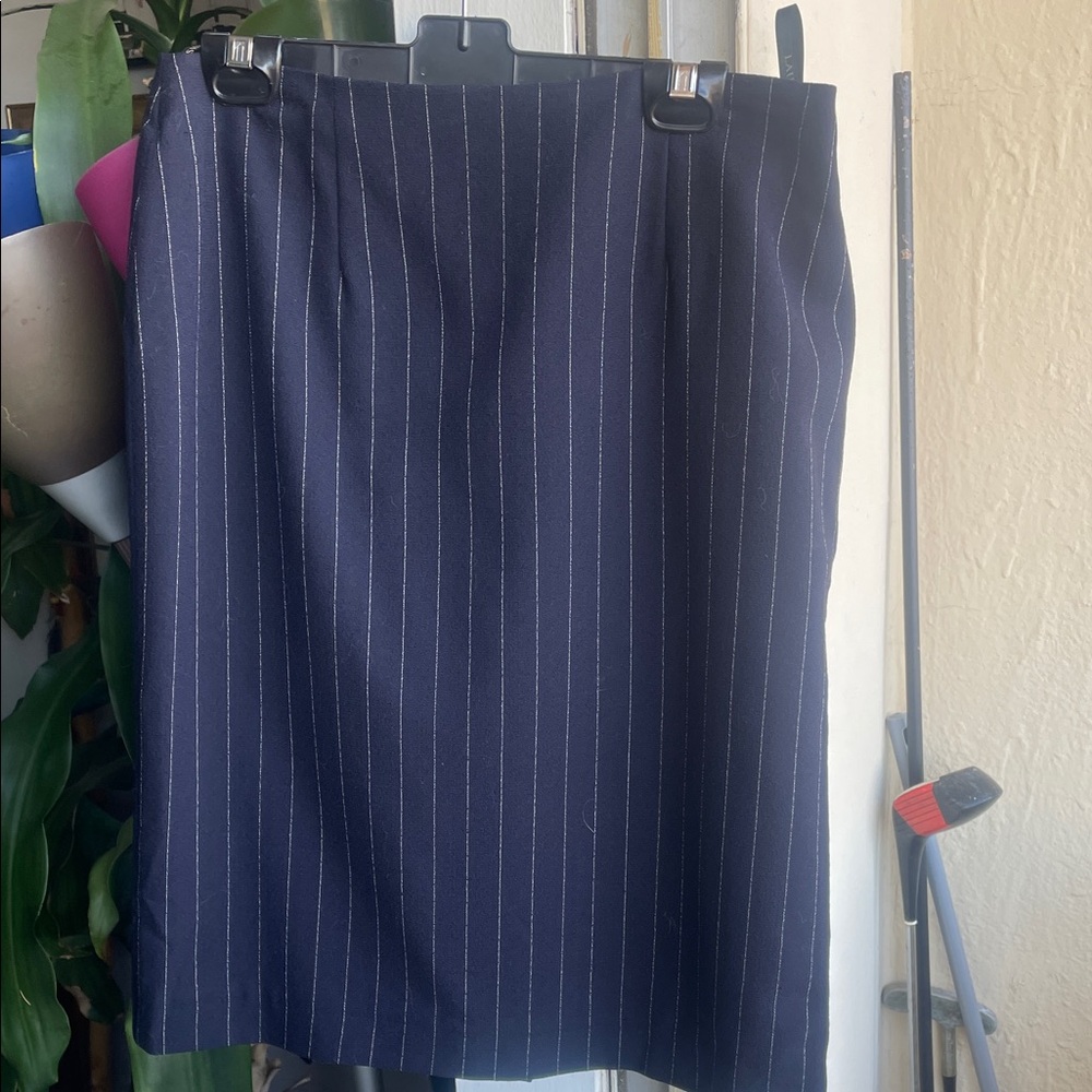 Laura Ashley Dark Blue Pinstripe Pencil Skirt